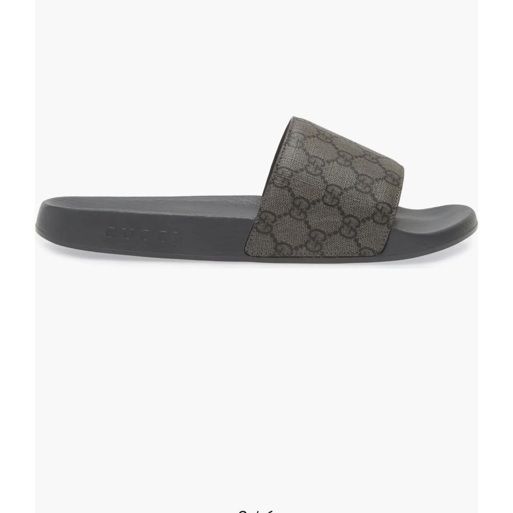 NWB GUCCI GG Supreme Slide (Men) Grey/Black Designer Sz: 7 - Picture 2 of 16